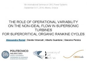 5 th International Seminar on ORC Power Systems