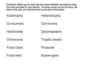 Match each food chain word to its definition
