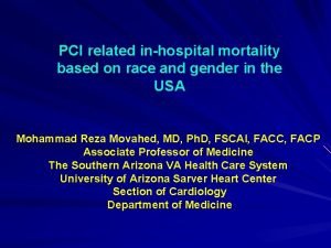 PCI related inhospital mortality based on race and