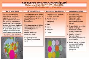 KESRLERDE TOPLAMAIKARMA LEM Muhammet NARSEYTOV120403115 Cemal BYKUYSAL120403106 MATERYALN