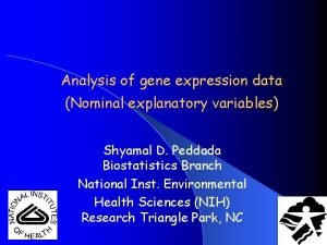 Analysis of gene expression data Nominal explanatory variables