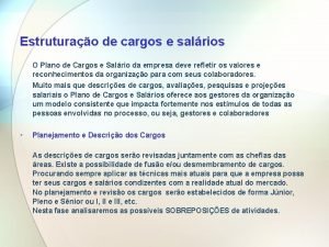 Estruturao de cargos e salrios O Plano de