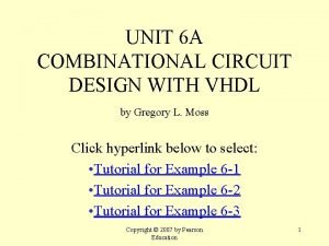 UNIT 6 A COMBINATIONAL CIRCUIT DESIGN WITH VHDL