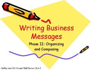 Writing Business Messages Phase II Organizing and Composing