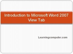 Ms word 2010 view tab