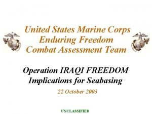 United States Marine Corps Enduring Freedom Combat Assessment