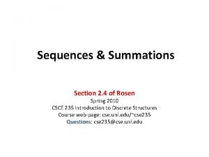 Sequences Summations Section 2 4 of Rosen Spring