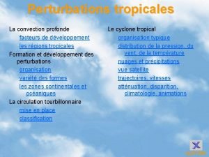 Perturbations tropicales La convection profonde facteurs de dveloppement