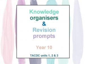 Knowledge organisers Revision prompts Year 10 TACDC units