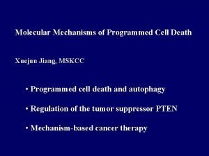 Molecular Mechanisms of Programmed Cell Death Xuejun Jiang