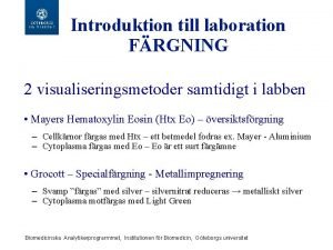 Introduktion till laboration FRGNING 2 visualiseringsmetoder samtidigt i