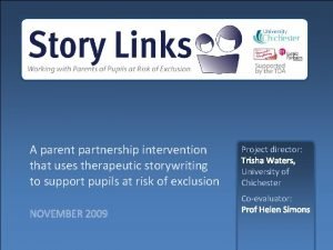 A parent partnership intervention that uses therapeutic storywriting
