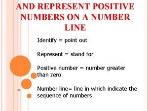 AND REPRESENT POSITIVE NUMBERS ON A NUMBER LINE