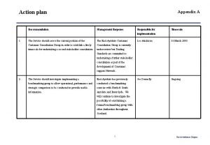 Action plan recommendation