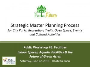 Strategic Master Planning Process for City Parks Recreation