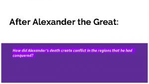 After Alexander the Great How did Alexanders death