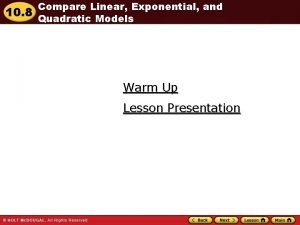 10 8 Compare Linear Exponential and Quadratic Models