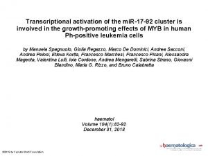 Transcriptional activation of the mi R17 92 cluster