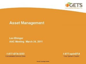 Asset Management Lee Ehinger AAC Meeting March 24