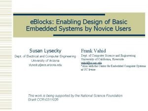 e Blocks Enabling Design of Basic Embedded Systems