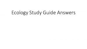 Ecology study guide answers