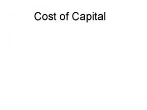 Example of cost of capital