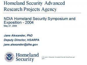 Homeland security advanced research projects agency