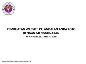 PEMBUATAN WEBSITE PT ANDALAN ANDA FOTO DENGAN MENGGUNAKAN