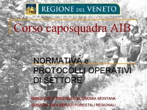 Corso caposquadra AIB NORMATIVA e PROTOCOLLI OPERATIVI DI