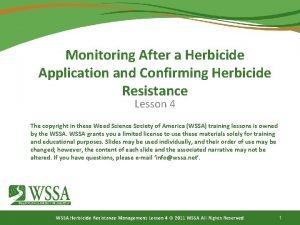 Monitoring After a Herbicide Application and Confirming Herbicide