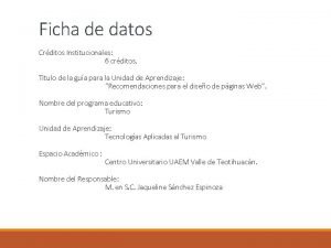 Ficha de datos Crditos Institucionales 6 crditos Titulo Ficha de datos Crditos Institucionales 6 crditos Titulo