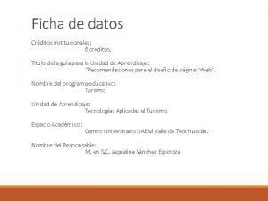 Ficha de datos Crditos Institucionales 6 crditos Titulo