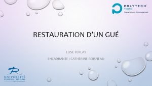 RESTAURATION DUN GU ELISE FERLAY ENCADRANTE CATHERINE BOISNEAU