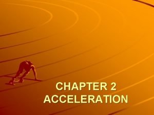 CHAPTER 2 ACCELERATION CONSTANT vs CHANGING SPEED Constant