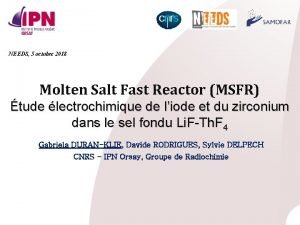 NEEDS 5 octobre 2018 Molten Salt Fast Reactor