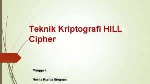 Teknik Kriptografi HILL Cipher Minggu 4 Novita Kurnia