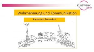 Wahrnehmung und Kommunikation Aspekte der Teamarbeit Setzen Sie