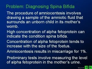 Problem Diagnosing Spina Bifida The procedure of amniocentesis