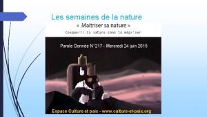 Les semaines de la nature Parole Donne N