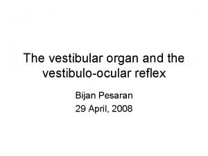 The vestibular organ and the vestibuloocular reflex Bijan