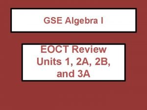 GSE Algebra I EOCT Review Units 1 2