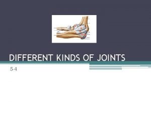 DIFFERENT KINDS OF JOINTS 5 4 Joints are