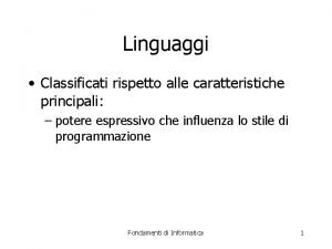 La sintassi La sintassi