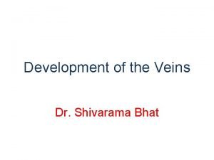 Development of the Veins Dr Shivarama Bhat Learning