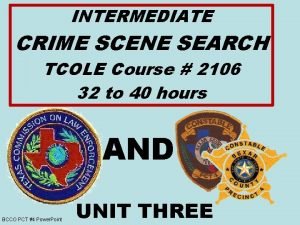 Tcole crime scene investigation