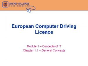 European Computer Driving Licence Module 1 Concepts of