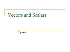 Vectors and Scalars Physics Scalar A SCALAR is