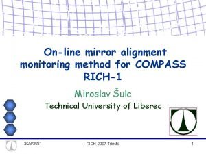 Online mirror alignment monitoring method for COMPASS RICH1