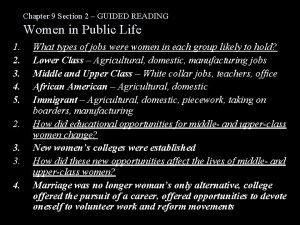 Chapter 9 section 2 guided reading women in public life