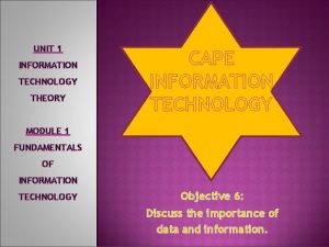 UNIT 1 INFORMATION TECHNOLOGY THEORY CAPE INFORMATION TECHNOLOGY